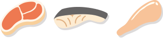 豚肉、白身魚、鶏もも肉